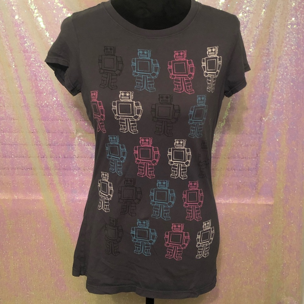 Charlotte Russe Large Adorable Robot Print Top